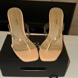 Fashion Nova Blush Clear Strap Heels